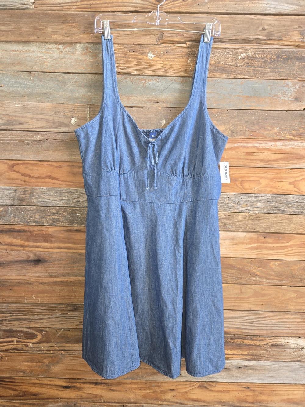 Old Navy Chambray Tie-Front Mini Dress - Blue